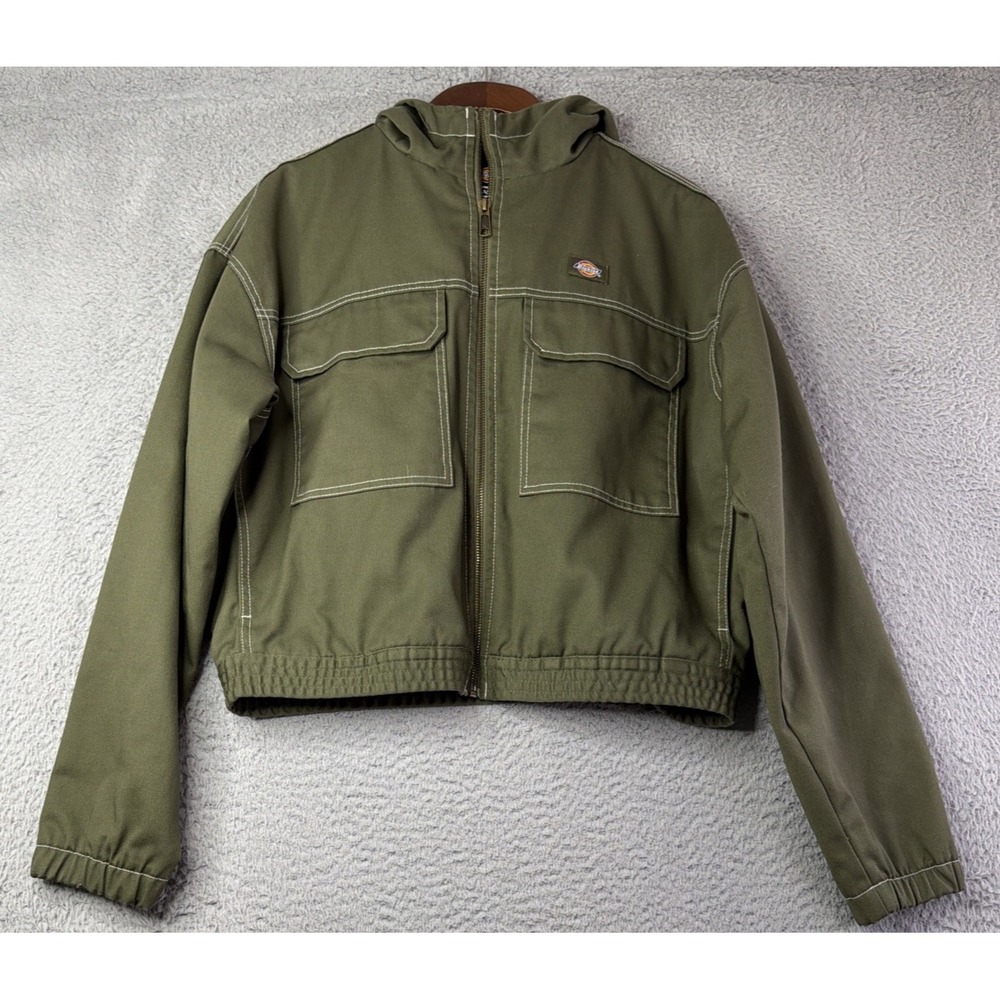 Dickies Jacket Womens Large Sawyerville Full Zip Hooded Military Green NWOT